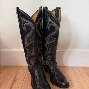 Vintage Cowtown Cowboy Boots | Black Leather | Women’s 6